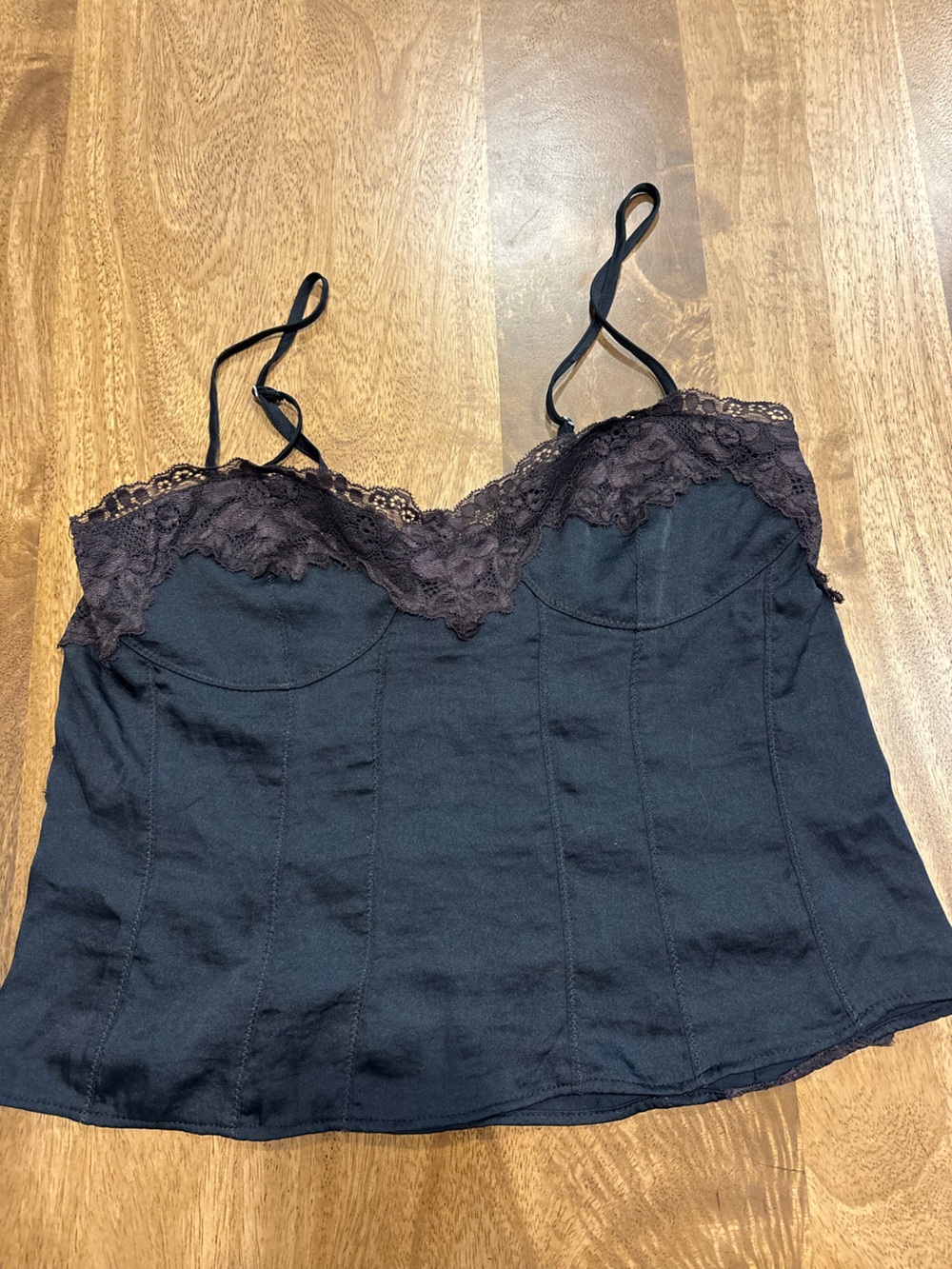 Free People Black Lace Trim Cami
